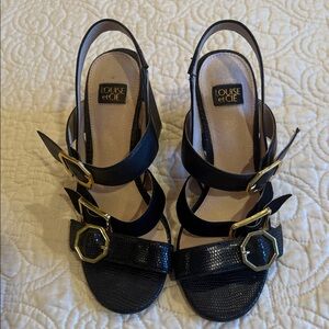 Louise et Cie Black Sandals with Gold Accents